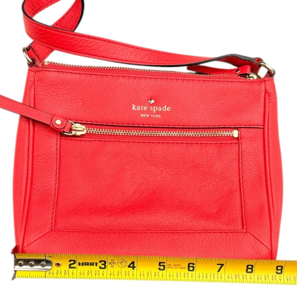 Kate Spade Crossbody Bag Women Coral Pebbled Leather Adjustable Strap